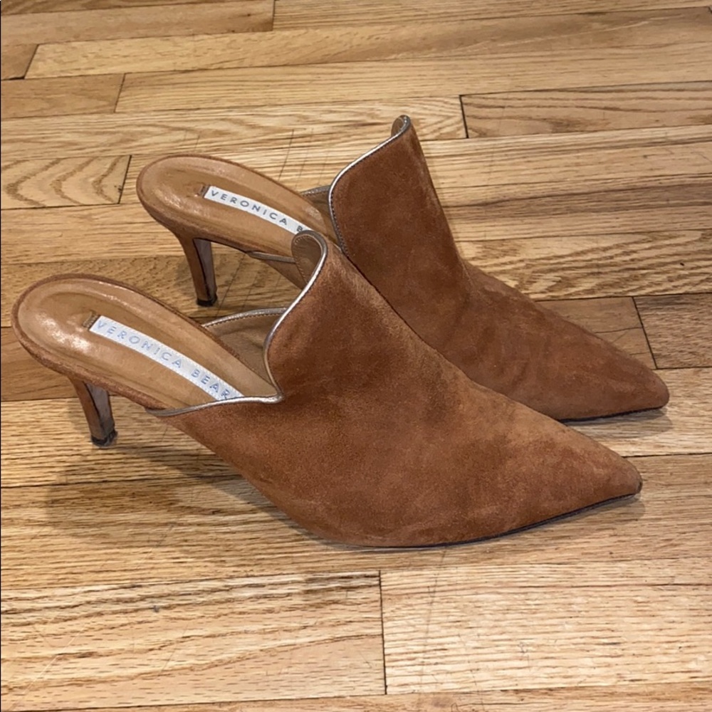 Veronica Beard Penn Mules Camel Suede 39.5